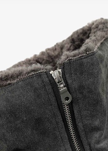 Gri Yumuşak Kürklü Erkek Ceket - Görsel 10