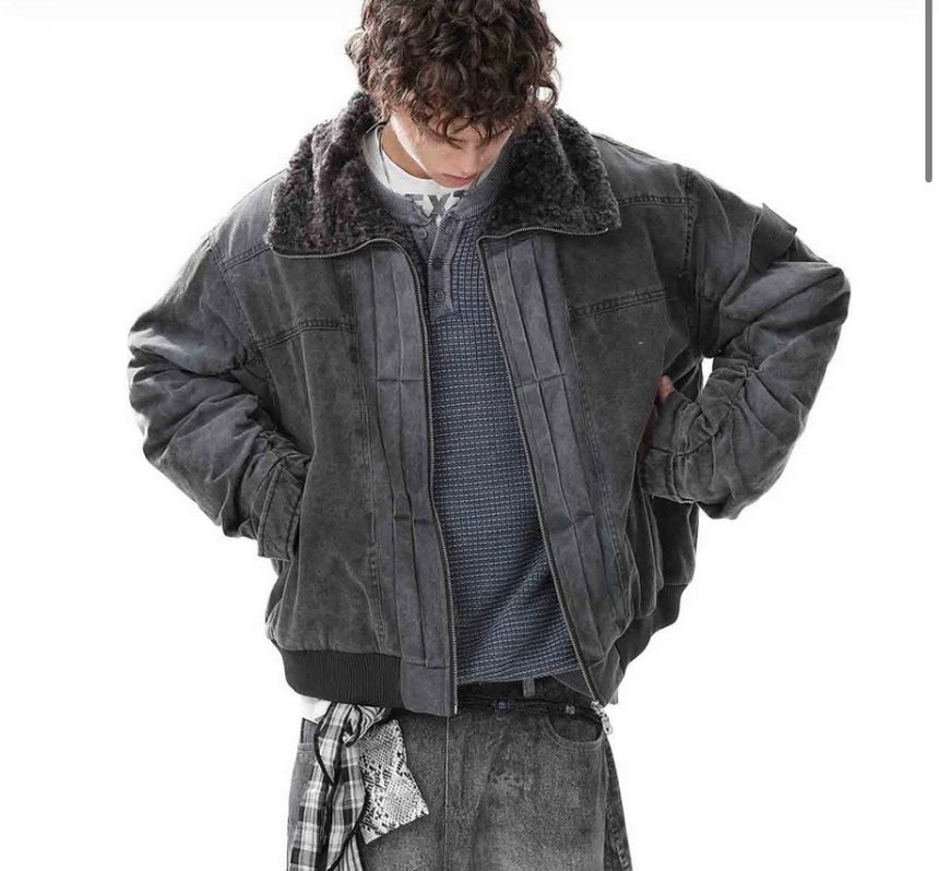 Gri Yumuşak Kürklü Erkek Ceket - Görsel 5