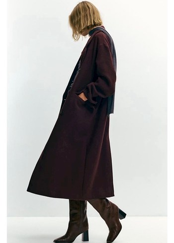 Etiketli Pull&bear Bordo Kaban - Görsel 7