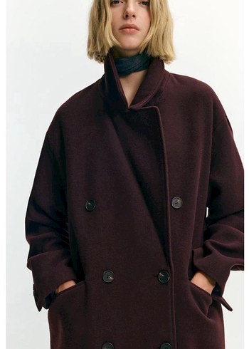 Etiketli Pull&bear Bordo Kaban - Görsel 6