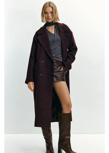 Etiketli Pull&bear Bordo Kaban - Görsel 5