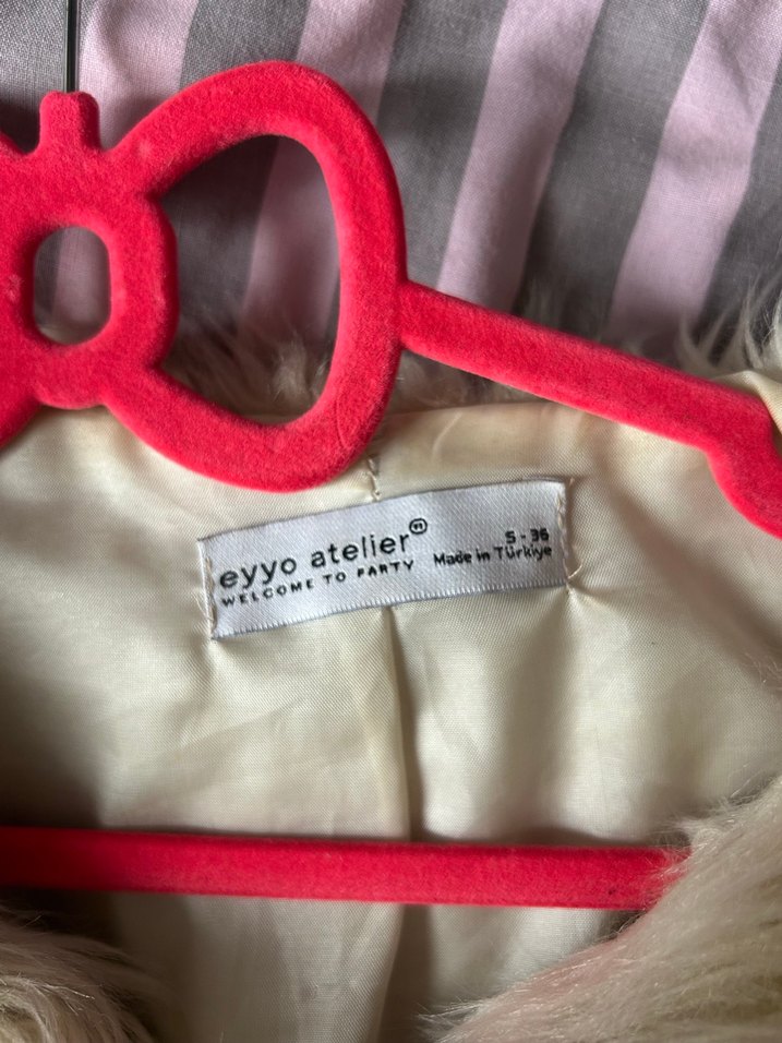 Kadın Bej Suni Kürk Ceket - Görsel 2