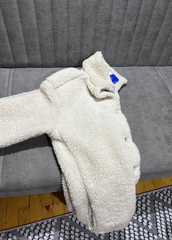 Düğmeli Beyaz  Polar Ceket - Görsel 2