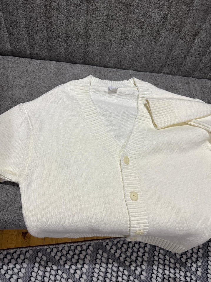 Düğmeli Beyaz Pamuklu Hırka - Görsel 2