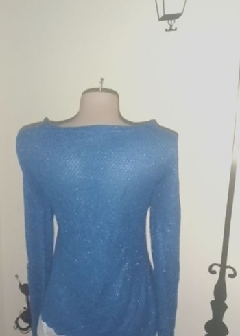 İnci Detaylı Işıltılı Mavi Hırka - Görsel 2