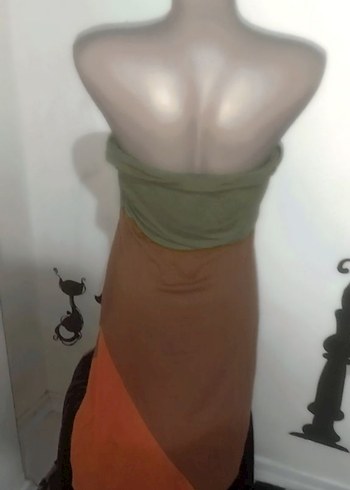 Bohem V Yaka Kolsuz Uzun Elbise-Etek - Görsel 3