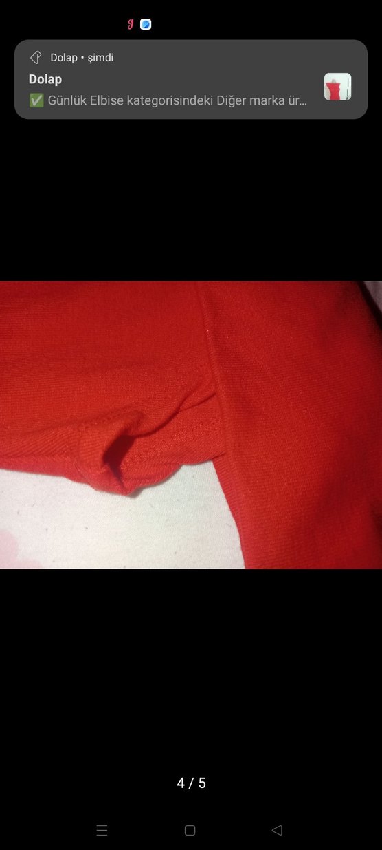 Kırmızı Madonna Yaka Mini Elbise - Görsel 4