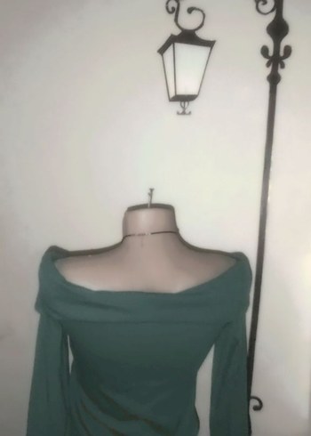 Su Yeşili Madonna Yaka Kısa Kazak - Görsel 3