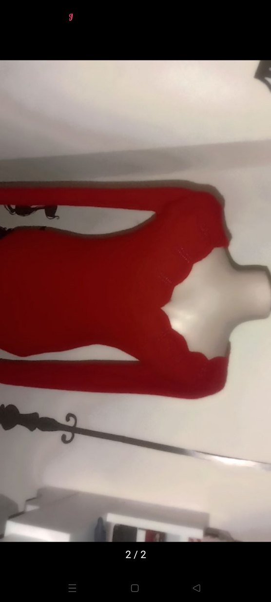 Koyu Kırmızı Çift Taraflı Triko Elbise - Görsel 2