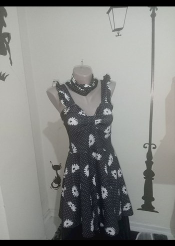 Vintage Çiçekli Retro Elbise S-M - Görsel 3