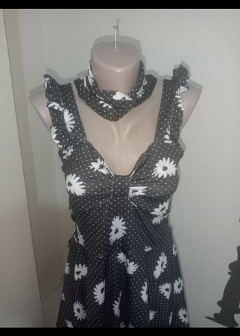 Vintage Çiçekli Retro Elbise S-M - Görsel 4