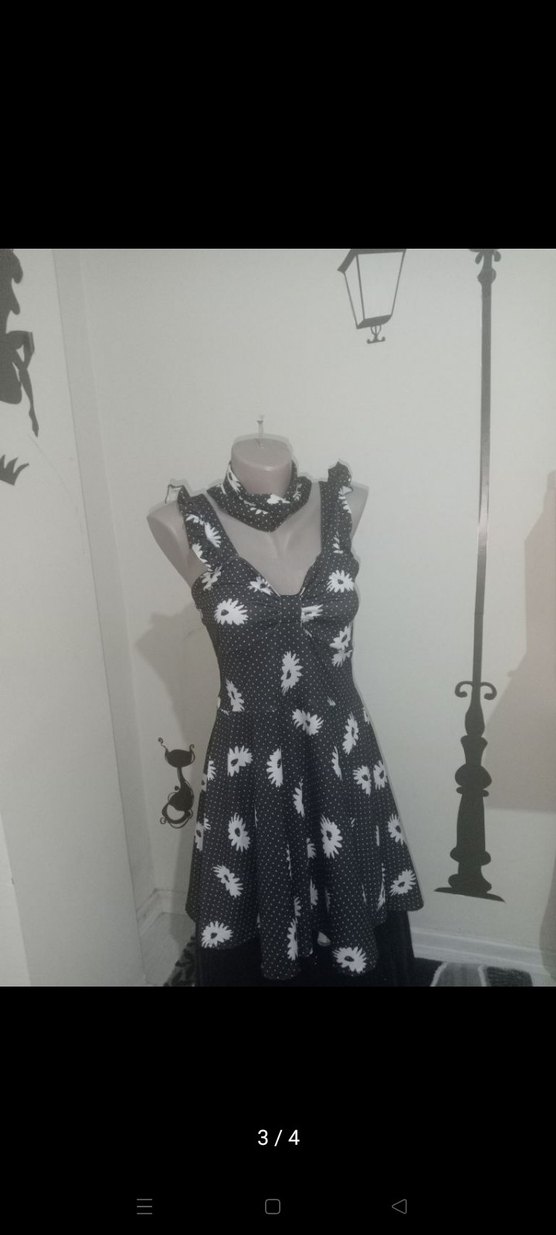 Vintage Çiçekli Retro Elbise S-M - Görsel 3