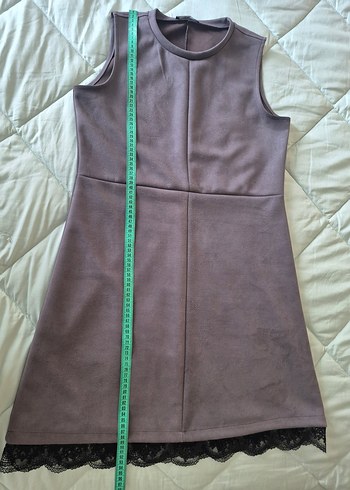 Gri Süet Midi Elbise - Görsel 3