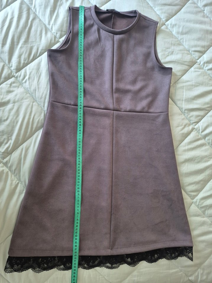 Gri Süet Midi Elbise - Görsel 3