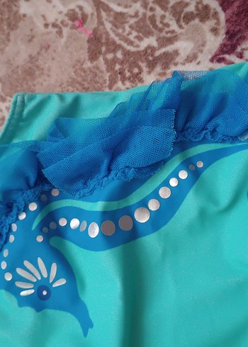 Turkuaz Baskılı Kız Çocuk Mayo - Görsel 3