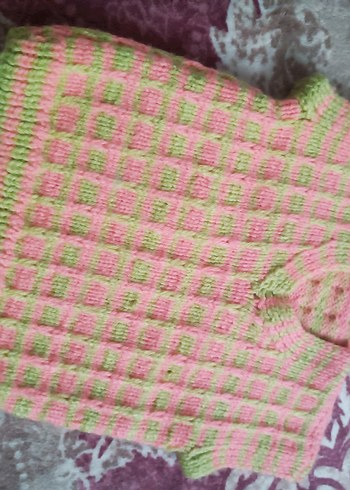 Kız Çocuk Pembe V Yaka Örgü Süveter - Görsel 2