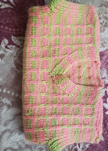 Kız Çocuk Pembe V Yaka Örgü Süveter - Görsel 3