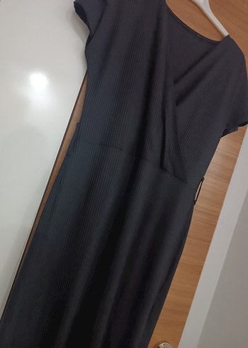 Siyah V Yaka  Uzun Elbise - Görsel 2