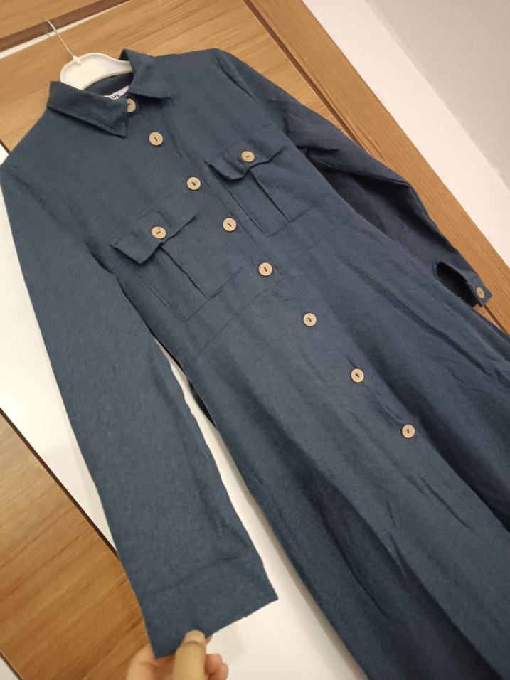 Düğmeli  Kadın Uzun Elbise - Görsel 2