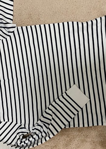 Erkek Siyah Beyaz Çizgili Uzun Kollu Tişört - Görsel 2