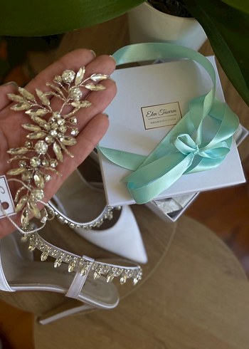 Beyaz Parlak Taşlı Metal Saç Aksesuarı - Görsel 3