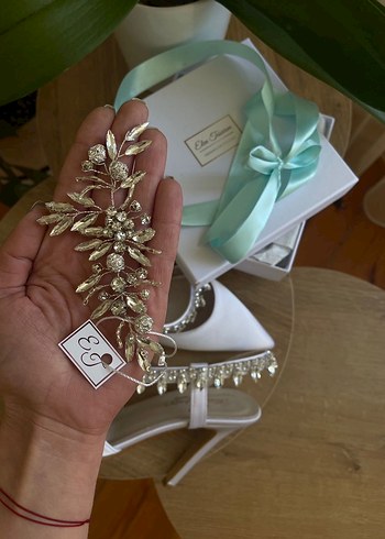 Beyaz Parlak Taşlı Metal Saç Aksesuarı - Görsel 2