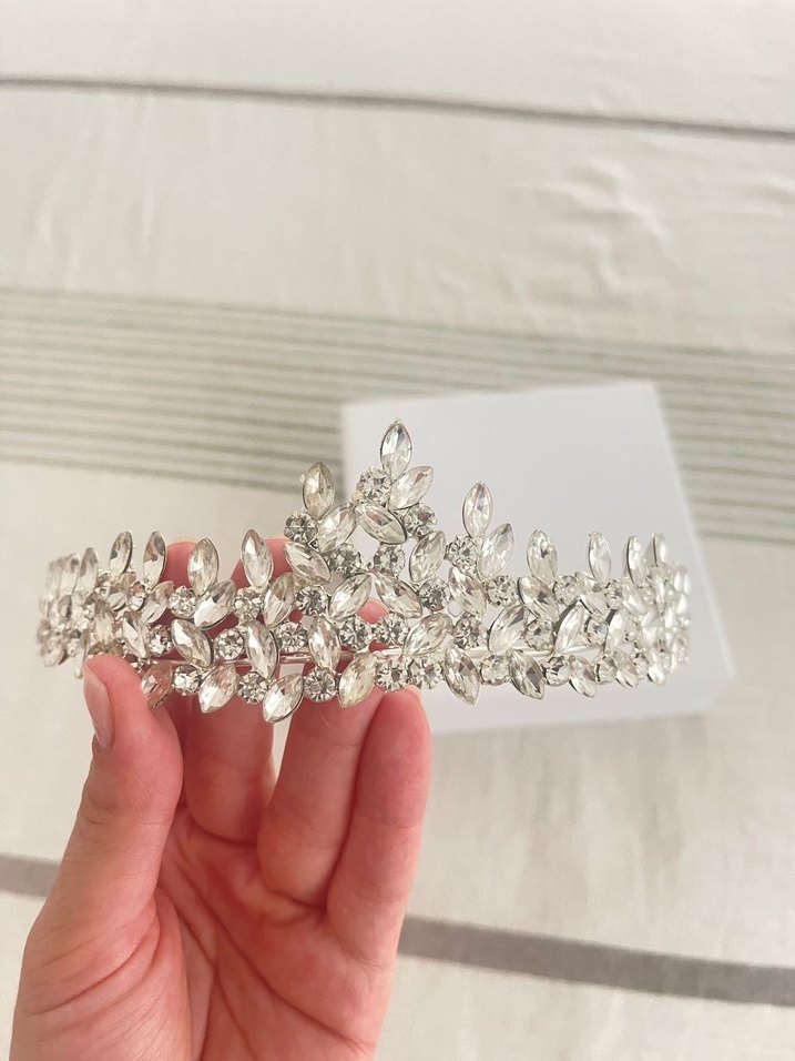 Beyaz Parlak Payetli Gelin Tacı - Görsel 3