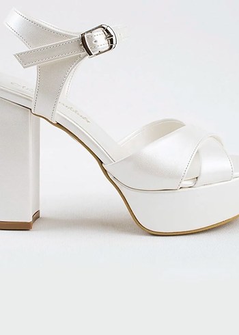 Beyaz Platform Topuklu Kadın Abiye Ayakkabı - Görsel 2