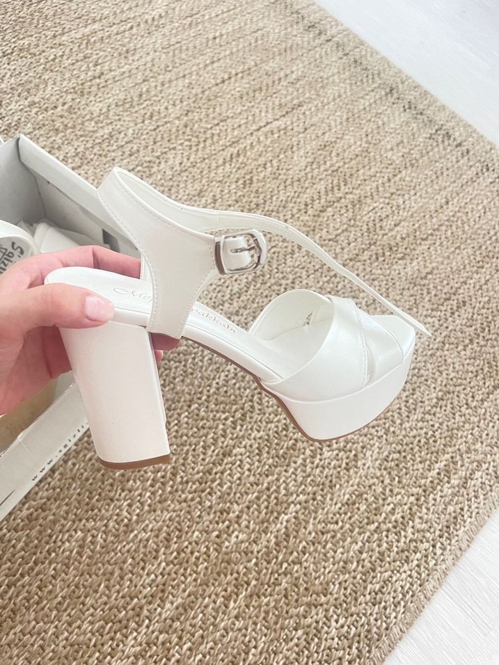 Beyaz Platform Topuklu Kadın Abiye Ayakkabı - Görsel 4