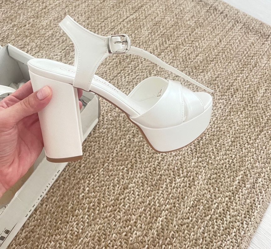 Beyaz Platform Topuklu Kadın Abiye Ayakkabı - Görsel 3
