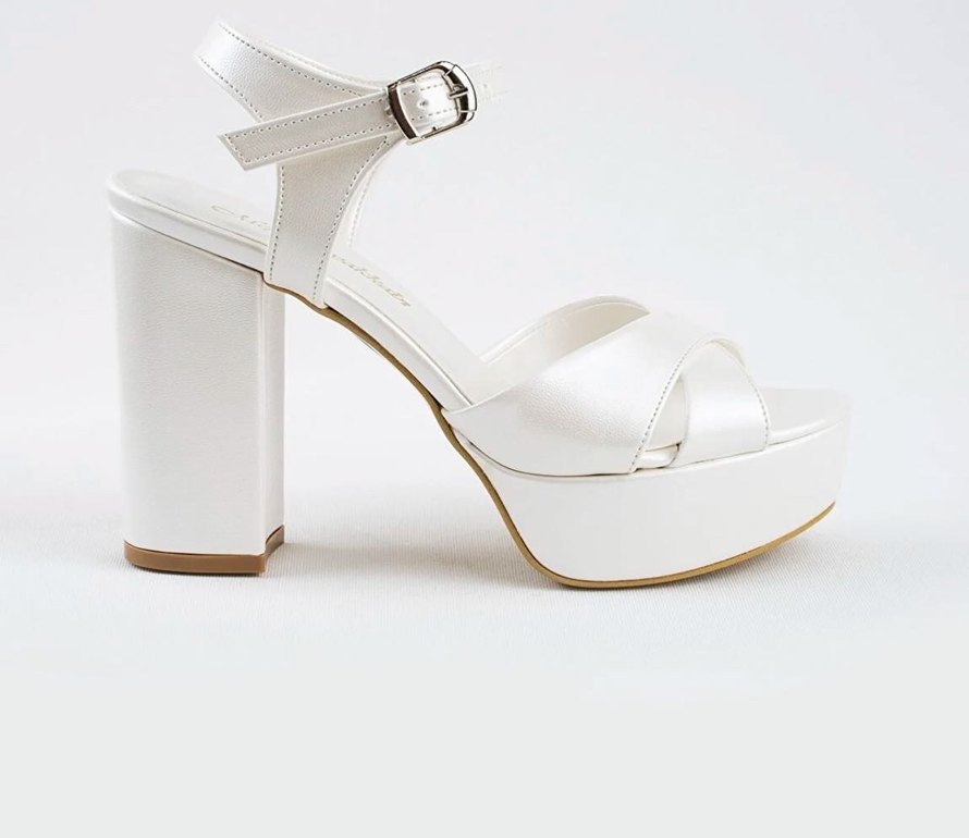 Beyaz Platform Topuklu Kadın Abiye Ayakkabı - Görsel 2