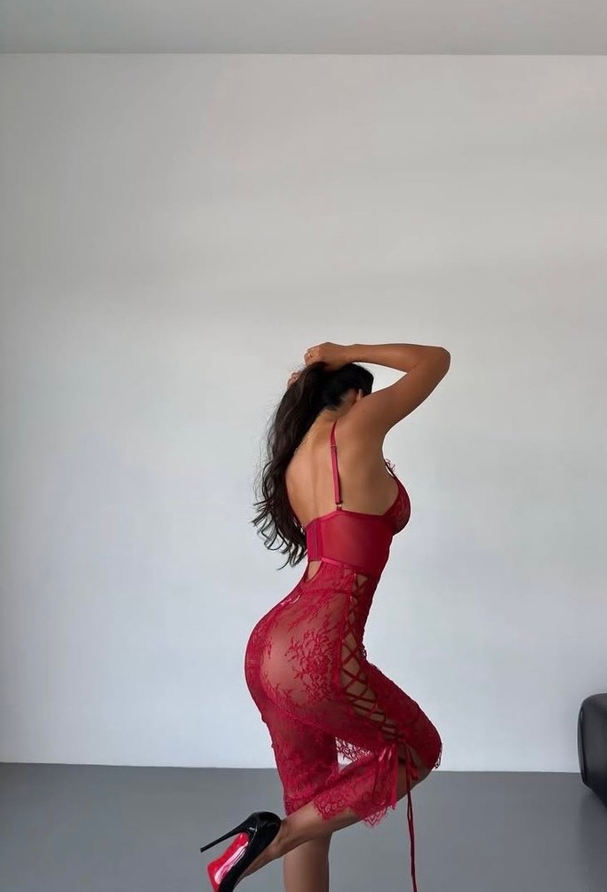 Kırmızı Dantelli gecelik - Görsel 5