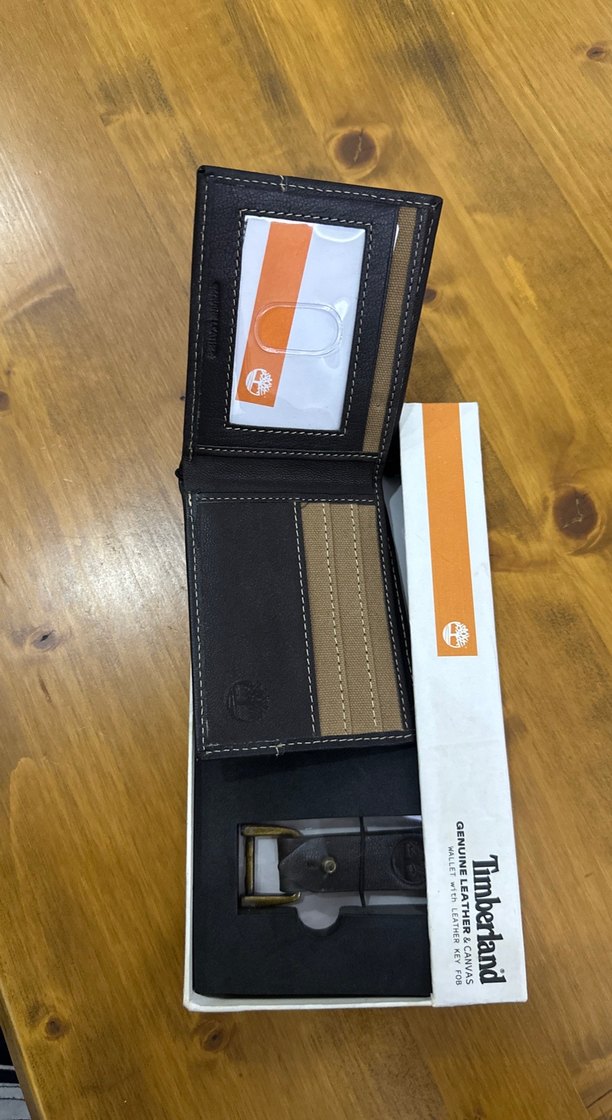 Bej Timberland Baskılı Cüzdan ve anahtar - Görsel 2