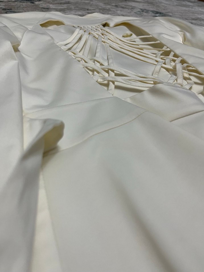 Kadın Mini Kemerli Beyaz Ceket ve Etek Takım - Görsel 4