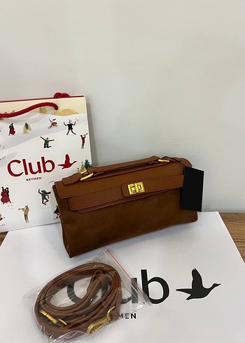 Kahverengi Süet Tokalı Kadın Çanta - Görsel 3