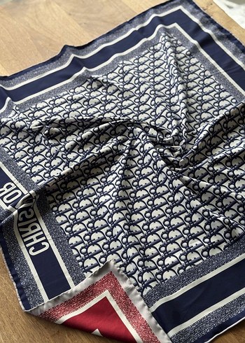 Dantel Detaylı Kadın Gri ve Kahverengi Tiwil ipek eşarp - Görsel 3