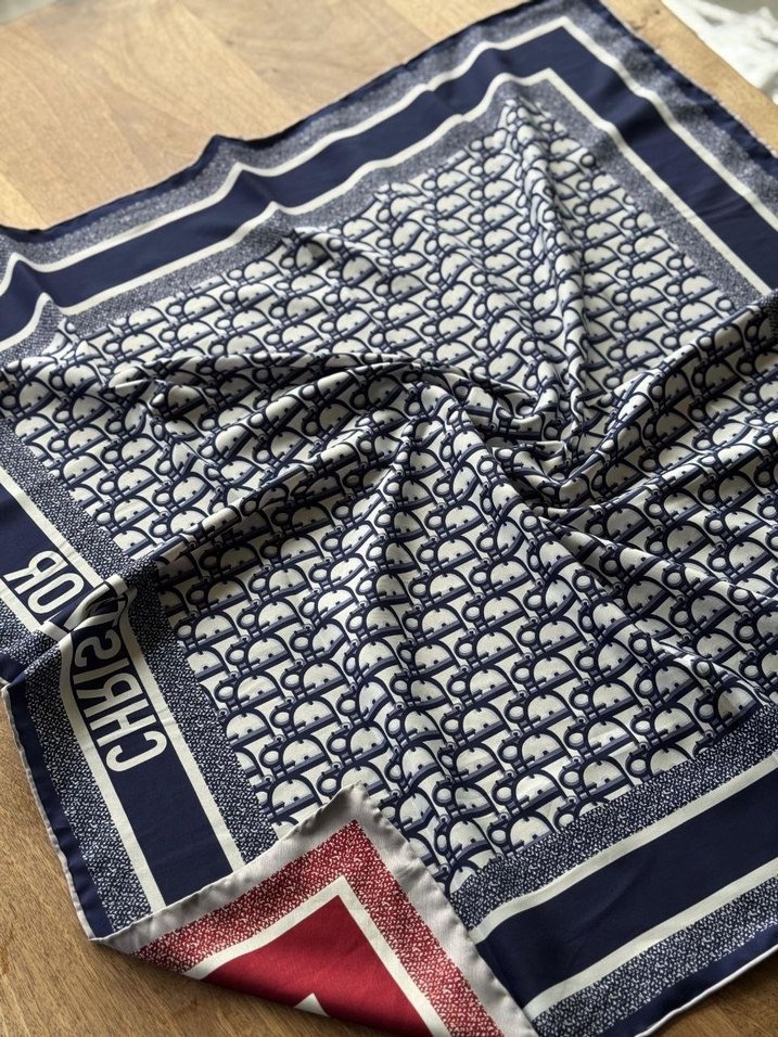 Dantel Detaylı Kadın Gri ve Kahverengi Tiwil ipek eşarp - Görsel 3