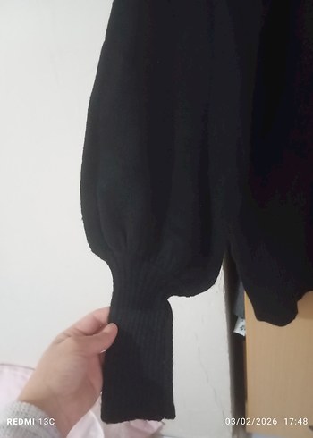 Siyah Kadın Boğazlı Uzun Kollu Triko - Görsel 2