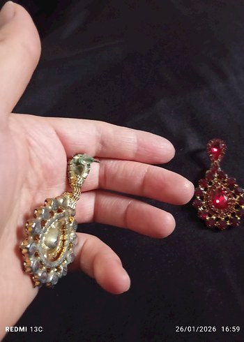 bordo Payetli Uzun Bohem Kadın Küpe - Görsel 4