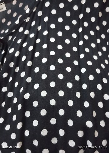 Uzun Puantiyeli bisiklet Yaka Kadın Elbise - Görsel 3