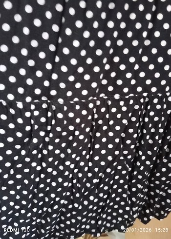 Uzun Puantiyeli bisiklet Yaka Kadın Elbise - Görsel 7