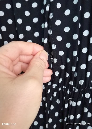 Uzun Puantiyeli bisiklet Yaka Kadın Elbise - Görsel 6