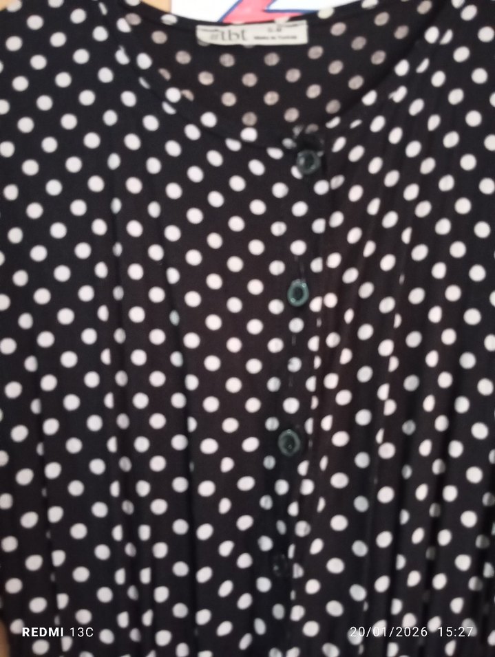 Uzun Puantiyeli bisiklet Yaka Kadın Elbise - Görsel 4