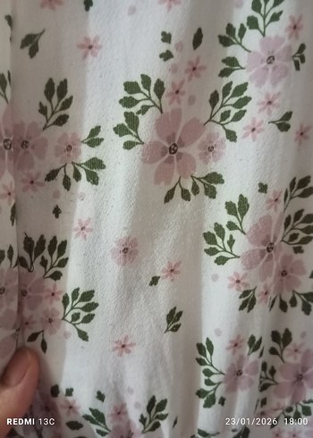 Pembe Çiçekli Uzun Kollu Uzun Elbise - Görsel 4