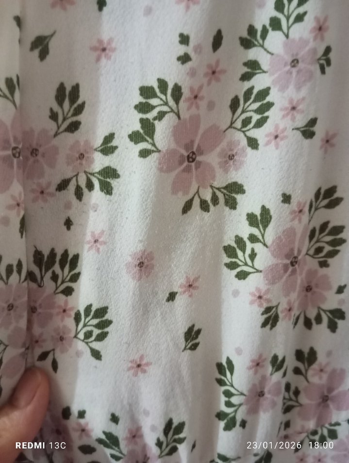 Pembe Çiçekli Uzun Kollu Uzun Elbise - Görsel 4