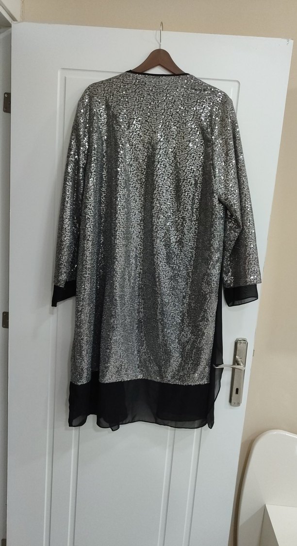 Gri Uzun Kadın Ofis Kabanı - Görsel 2