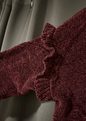 Bordo Örgü Kadın Kazak - Görsel 2