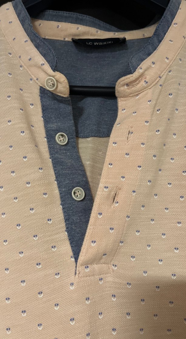 Pembe V Yaka Kısa Kollu Pamuklu Erkek Polo Tişört - Görsel 4