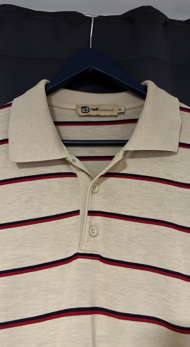 Bej Çizgili Erkek Polo Tişört - Görsel 2