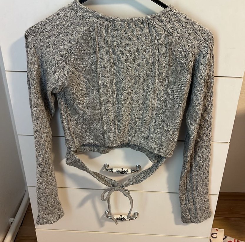 Gri Örgü Kadın Kazak Uzun Kollu - Görsel 2